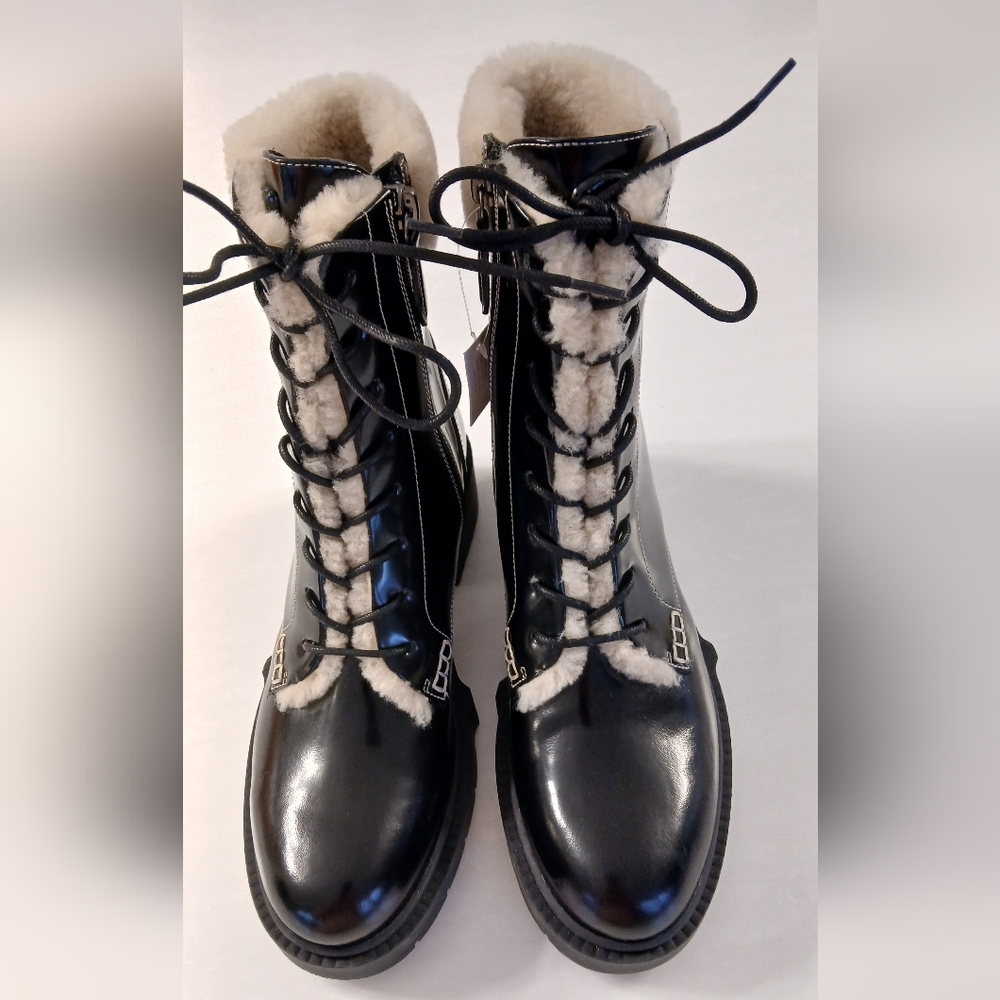 COACH Leighton Shearling Bootie • Black Patent Leather • Size 9.5 B - Picture 2 of 14